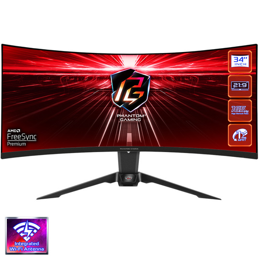 Asrock PG34WQ15R2B – 34″, 1440p, 165Hz, 1ms, WiFi, FreeSync